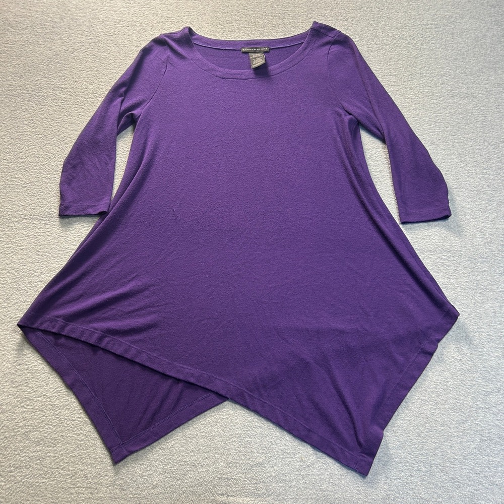 Grace Elements 3/4 Sleeve Womens Medium Purple Sharkbite Tunic Stretch Knit Top